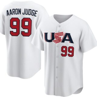 Men's New York Yankees #99 Captain Aaron Judge 2026 White World Baseball Classic Stitched Jersey