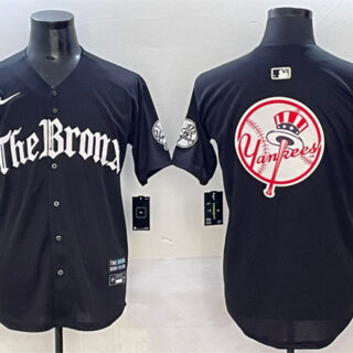 Men's New York Yankees Team Big Logo Black 'Gothic Legacy Edition' Vapor Premier Limited Stitched Baseball Jersey 001