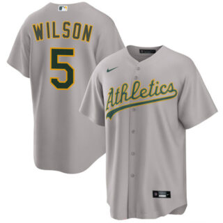 Men's Oakland Athletics #5 Jacob Wilson Grey 2024 Away Limited Stitched Jersey