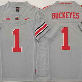 Men's Ohio State Buckeyes #1 Buckeyes Grey 2025 F.U.S.E. Limited Stitched Jersey
