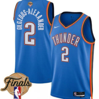 Men's Oklahoma City Thunder #2 Shai Gilgeous-Alexander Blue 2025 Finals Icon Edition Stitched Basketball Jersey