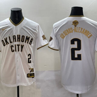 Men's Oklahoma City Thunder #2 Shai Gilgeous-Alexander White Gold 2025 Finals Vapor Stitched Baseball Jersey