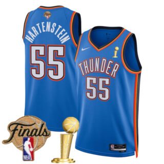 Men's Oklahoma City Thunder #55 Isaiah Hartenstein Blue 2025 Finals Patch And Finals Champions Patch Icon Edition Stitched Basketball Jersey