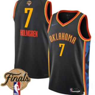 Men's Oklahoma City Thunder #7 Chet Holmgren Black 2025 Finals City Edition Stitched Basketball Jersey