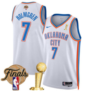 Men's Oklahoma City Thunder #7 Chet Holmgren White 2025 Finals Patch And Finals Champions Patch Association Edition Stitched Basketball Jersey