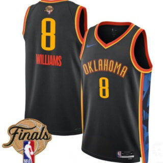 Men's Oklahoma City Thunder #8 Jalen Williams Black 2025 Finals City Edition Stitched Basketball Jersey