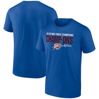 Men's Oklahoma City Thunder Blue 2025 Finals Champions Fast Break Hometown T-Shirt