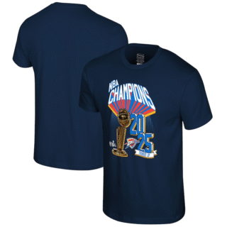 Men's Oklahoma City Thunder Navy 2025 Finals Champions Battle Tested T-Shirt