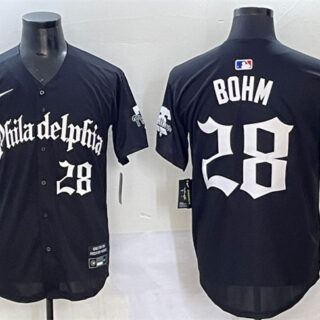 Men's Philadelphia Phillies #28 Alec Bohm Black Gothic Vapor Limited Stitched Jersey
