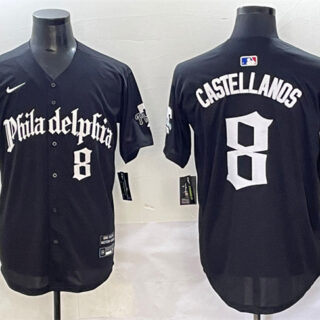 Men's Philadelphia Phillies #8 Nick Castellanos Black Gothic Vapor Limited Stitched Jersey