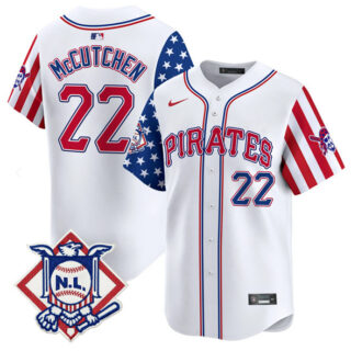 Men's Pittsburgh Pirates #22 Andrew McCutchen White 2024 Fourth of July Vapor Limited Stitched Baseball Jersey