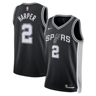 Men's San Antonio Spurs #2 Dylan Harper Black 2025 Draft Icon Edition Stitched Basketball Jersey