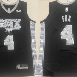 Men's San Antonio Spurs #4 De'Aaron Fox Black 2024-25 Statement Edition Stitched Basketball Jersey