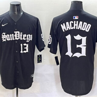 Men's San Diego Padres #13 Manny Machado Black Gothic Edition Vapor Limited Stitched Baseball Jersey