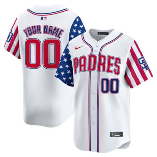 Men's San Diego Padres Active Player Custom White 2025 Independence Day Vapor Premier Limited Stitched Baseball Jersey