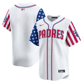 Men's San Diego Padres Blank White 2025 Independence Day Vapor Premier Limited Stitched Baseball Jersey