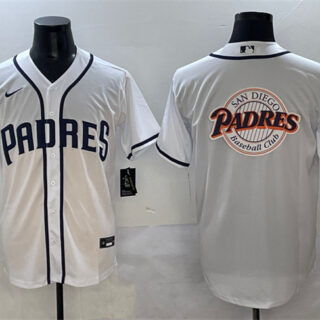 Men's San Diego Padres Team Big Logo White Cool Base Stitched Baseball Jersey 002
