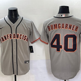 Men's San Francisco Giants #40 Madison Bumgarner Grey Cool Base Stitched Baseball Jersey