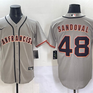 Men's San Francisco Giants #48 Pablo Sandoval Grey Cool Base Stitched Baseball Jersey