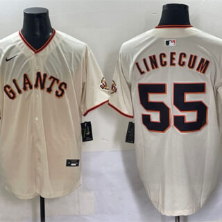 Men's San Francisco Giants #55 Tim Lincecum Cream 2024 Home Limited Stitched Baseball Jersey