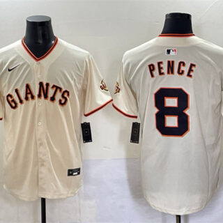 Men's San Francisco Giants #8 Hunter Pence Cream Home Limited Stitched Baseball Jersey