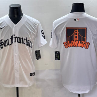 Men's San Francisco Giants Team Big Logo White 'Gothic Fog Edition' Vapor Premier Limited Stitched Baseball Jerseys