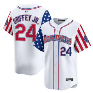Men's Seattle Mariners #24 Ken Griffey Jr. White 2025 Independence Day Limited Stitched jersey
