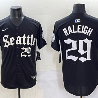 Men's Seattle Mariners #29 Cal Raleigh Black 'Deep Sea Gothic Edition' Vapor Premier Limited Stitched Baseball Jersey