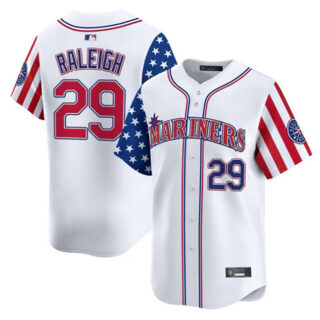 Men's Seattle Mariners #29 Cal Raleigh White 2025 Independence Day Limited Stitched jersey