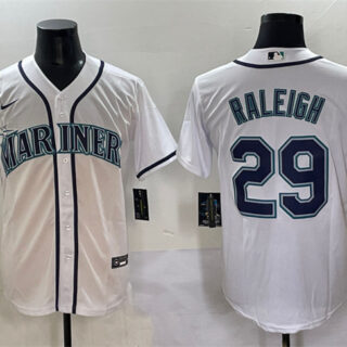 Men's Seattle Mariners #29 Cal Raleigh White Cool Base Stitched Baseball Jersey