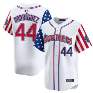 Men's Seattle Mariners #44 Julio Rodriguez White 2025 Independence Day Limited Stitched jersey