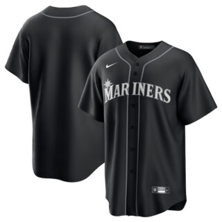 Men's Seattle Mariners Blank Black Lights Out Limited Stitched Baseball Jersey