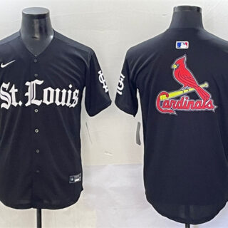 Men's St. Louis Cardinals Team Big Logo Black 'Gothic Legacy Edition' Vapor Premier Limited Stitched Baseball Jerseys