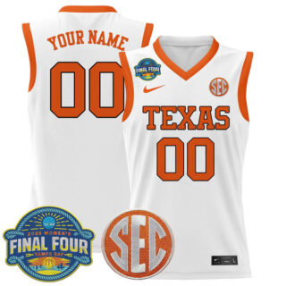 Men's Texas Longhorns Active Player Custom White 2025 Sec Final Four Patch Lightweight Stitched Basketball Jersey
