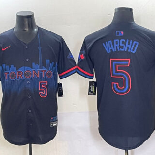 Men's Toronto Blue Jays #5 Daulton Varsho Navy 2024 City Connect Limited Stitched Baseball Jersey