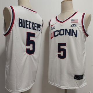 Men's UConn Huskies #5 Paige Bueckers White Stitched Basketball Jersey