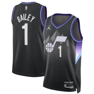 Men's Utah Jazz #1 Ace Bailey Black 2024 25 Draft Statement Edition Stitched Basketball Jersey