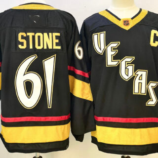 Men's Vegas Golden Knights #61 Mark Stone Black 2024-25 With C Patch Stitched Hockey Jersey