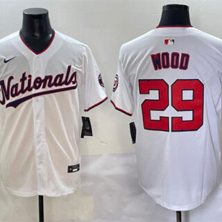 Men's Washington Nationals #29 James Wood White Home Limited Stitched Baseball Jersey
