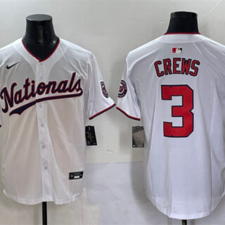 Men's Washington Nationals #3 Dylan Crews White Home Limited Stitched Baseball Jersey