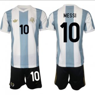 Men's Argentina #10 Lionel Messi White Blue 2024-25 50th Anniversary Home Soccer Jersey Suit