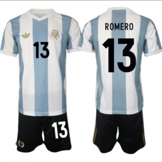 Men's Argentina #13 Cristian Romero White Blue 2024-25 50th Anniversary Home Soccer Jersey Suit