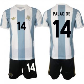Men's Argentina #14 Palacos White Blue 2024-25 50th Anniversary Home Soccer Jersey Suit