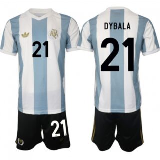 Men's Argentina #21 Dybala White Blue 2024-25 50th Anniversary Home Soccer Jersey Suit