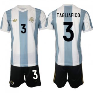 Men's Argentina #3 Nicolas Tagliafico White Blue 2024-25 50th Anniversary Home Soccer Jersey Suit