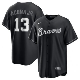 Men's Atlanta Braves #13 Ronald Acuna Jr. Black Lights Out Limited Stitched Baseball Jersey