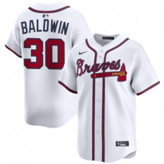 Men's Atlanta Braves #30 Drake Baldwin White 2025 Home Limited Stitched Baseball Jersey