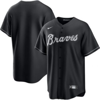 Men's Atlanta Braves Blank Black Lights Out Limited Stitched Baseball Jersey