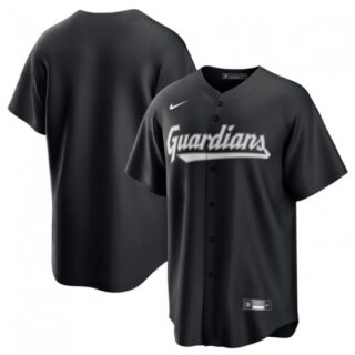 Men's Cleveland Guardians Blank Black Lights Out Limited Stitched Baseball Jersey