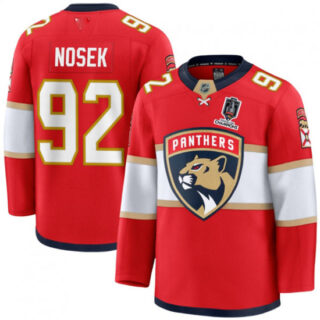 Men's Florida Panthers #92 Tomas Nosek Red Home 2025 Stanley Cup Champions Stitched Jersey